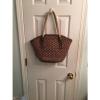 A Great Straw Purse/ Beach Bag brown And Tan With Braided Straps Large