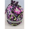 Genuine Vera Bradley Purple Punch Pattern Purse Hand Bag Drawstring Beach Tote