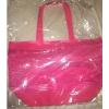 Nordstrom Hot Pink Sheer Striped Organza Large Tote Bag Shopper Beach Travel