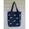 Hollister Womens Navy Cotton Canvas White Seagull Tote Book Beach Handbag Bag