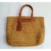 J Jill Straw Market Tote Beach Bag fringed tassel 15 x 19