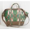 NWT Isabella Fiore Pippa Horizon Green Canvas Taupe Leather Large Beach Tote Bag