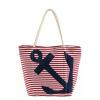 Designer Style Red and White Striped Print Anchor Stud Tote Beach Travel Bag