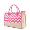 Hot Pink Chevron Stripe Large Juco Lightweight Tote Bag Shopping Travel Beach