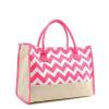 Hot Pink Chevron Stripe Large Juco Lightweight Tote Bag Shopping Travel Beach