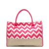 Hot Pink Chevron Stripe Large Juco Lightweight Tote Bag Shopping Travel Beach