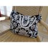 Handmade Black and White Printed Canvas Tote Bag Beach Bag