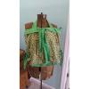 Green floral tote book shoulder beach bag