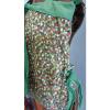 Green floral tote book shoulder beach bag