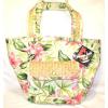 HAVANA JACK&#039;S CAFE Canvas &amp; Straw Floral Beach TOTE BAG Tropical Breeze Wear