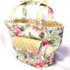 HAVANA JACK&#039;S CAFE Canvas &amp; Straw Floral Beach TOTE BAG Tropical Breeze Wear