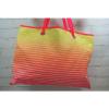 Victoria&#039;s Secret VS NEON Pink/Yellow Stripe Canvas Tote/Beach Shopper Tote Bag