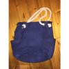 Lands End Tote Boat Weekend Shopper Beach Bag Canvas Navy Rope Handles