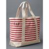 NEW GAP Logo Cotton Canvas Red Striped Beach Pool Shopping Tote Utility Bag 2016