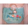 NWT Stowaway Pretty Blue Zippered Beach Purse Bag Tote Tropical Palm Sun SH252