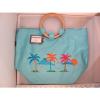 NWT Stowaway Pretty Blue Zippered Beach Purse Bag Tote Tropical Palm Sun SH252