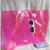 Pink Jelly Beach Tote Large Tote Bag Jelly Change Purse Sunglasses  Lot of 3