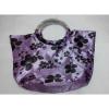 AVON round handle satin purple mini tote handbag beach lunchbox bag shopper