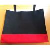 Lancome Signature Cosmetics Tote Bag Shopping Beach Black &amp; Red Striped Interior