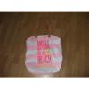 Victorias Secret pink yellow white stripe beach shopping book shoulder bag tote