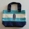 Pottery Barn Kids Mini Preppy Shopping Beach BLUE Stripe Canvas Surf Tote Bag