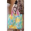 Lily Pulitzer Estee Lauder Beach Tote Bag w/ Handles Yellow Lemon Print Green