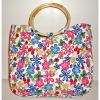 LQQK Unique MOKA Flowers &amp; Butterflies Canvas Beach Tote Shopping Bag White