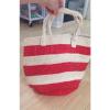 NEW JCREW Striped Straw Tote Bag Beach Bag One Size