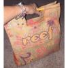 Reef Orange Woven Bamboo Beach Bag Shopper Book Tote Women&#039;s Purse Medium Floral