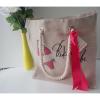 New Home Accents Burlap Tote Bag &#034;Bikini Babe&#034; Summer Beach Swim Retail $40 NWT