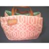 Tote Bag Purse Summer Beach Pink &amp; White 19&#034; wide 13.5&#034; tall two 9&#034; straps NEW