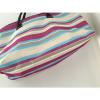 Pink Blue Beige Striped Purse Tote Beach Bag Large