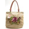 BETSEYVILLE BETSEY JOHNSON TAN ROSE FLORAL BEACH TOTE SHOPPER PURSE BAG HANDBAG