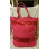 VICTORIA&#039;S SECRET HOT PINK CANVAS BLING SEQUIN BEACH BAG /WEEKEND GET AWAY TOTE