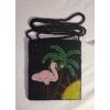 NWT* Ermo Hand Bags Womens Black Beaded Evening Bag FLAMINGO PALM TREE SUN BEACH