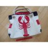 DONNA DIXON LARGE MULTI-COLOR LOBSTER ROPE BEACH TOTE BEACH BAG CANVAS