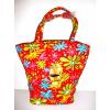 LQQK Beautiful GOLDEN SANDS Sequin Flowers Canvas Beach Tote Shopping Bag Red