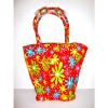 LQQK Beautiful GOLDEN SANDS Sequin Flowers Canvas Beach Tote Shopping Bag Red