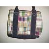 J. CREW bag COTTON PATCHWORK MADRAS CANVAS TOTE Purse beach