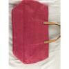 Murval Jute Tote Pink Bag Purse Beach with Leather Handles &amp; Floral Accents