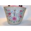 Wicker Purse Tote Straw Beach Bag Basket Flowers Jute Shabby Cottage Chic