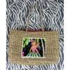 Xhilaration Corn Husk Woven Tote Pink Hula Girl Beaded Flower Beach Pool Bag