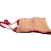 Natural jute beach bag with red silk lining with pull string for closing