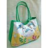 New Dolpins Sandals Print Green White Yellow Hot Pink Fabric Beach Bag Lg Tote