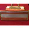 Neiman Marcus Tote Camp Stripe Woven Beach Bag White Orange Lined Satchel Case