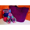 VERA BRADLEY ~~Floral Fiesta Beach Towel, Flip Flops w/Vera Bag in Plum **NWT**