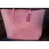 Merona laser cut large beach shoulder bag tote mint/Georgia peach flexible carry