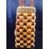 Handbag Woven Wicker Flower Purse Two Tone Tote Beach Bag