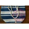 VICTORIA&#039;S SECRET VS IN PARADISE BLUE AND WHITE STRIPED BEACH TOTE BAG NWT