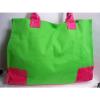 Green Pink Faux Croc Tote Bag Travel Dbl Strap Heavy Duty Beach Canvas Overnight